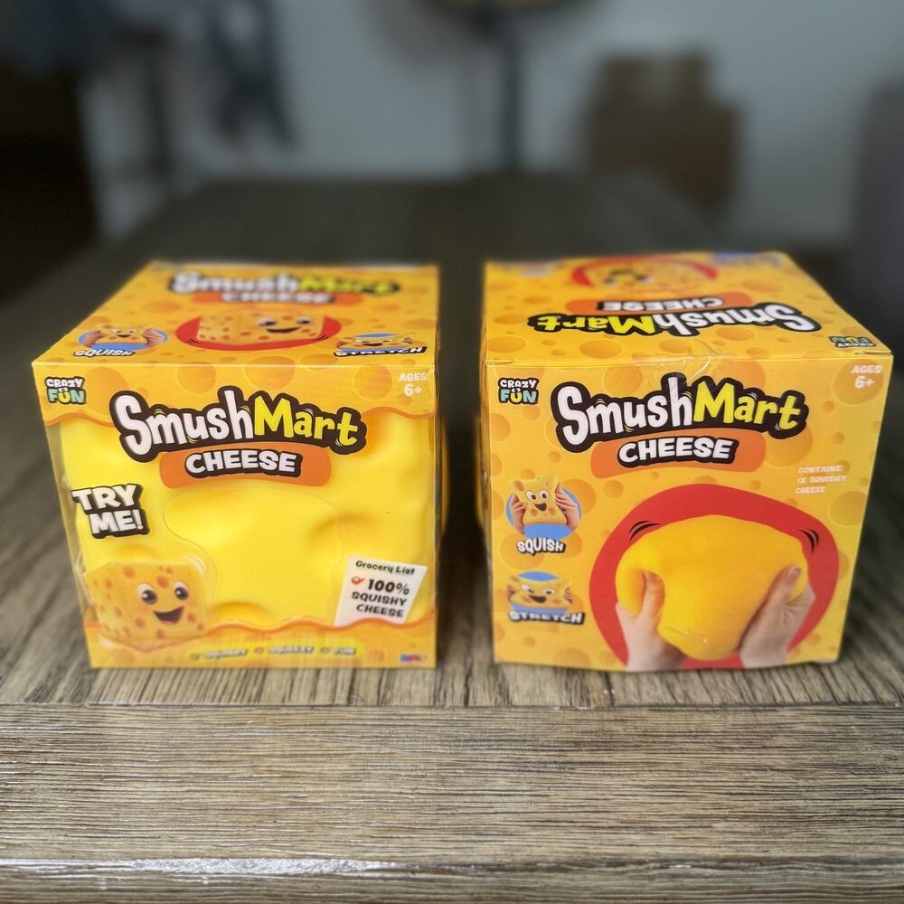 RMS Crazy Fun Smushmart Squishy Cheese Block Novelty Sensory Fidget Toy New 2026